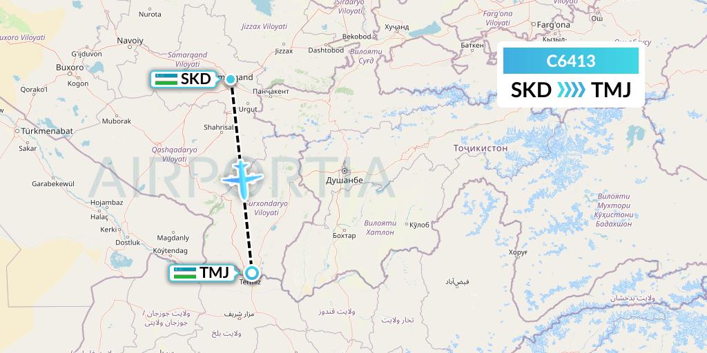 C6413 Capitol Air Express Flight Map: Samarkand to Termez