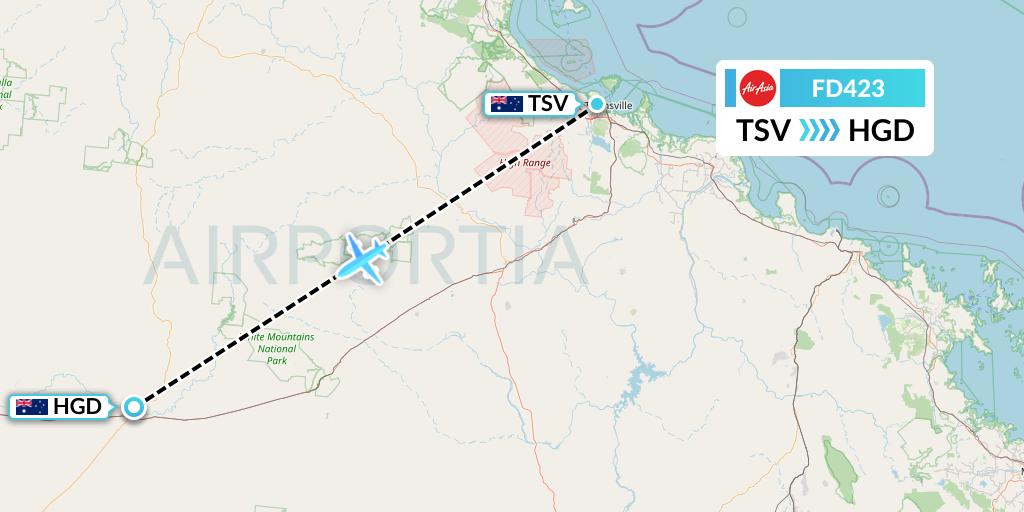 FD423 Thai AirAsia Flight Map: Townsville to Australia