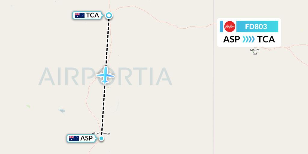 FD803 Thai AirAsia Flight Map: Alice Springs to Tennant Creek