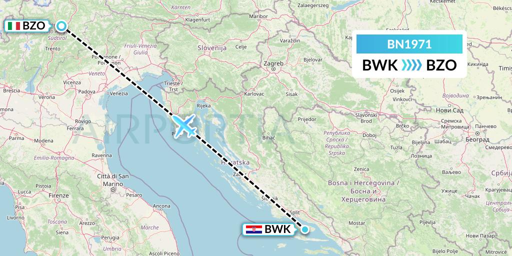 BN1971 Forward Air International Airlines Flight Map: Bol to Bolzano