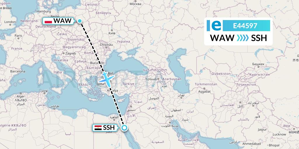 E44597 Estelar Latinoamerica C.A. Flight Map: Warsaw to Sharm el-Sheikh