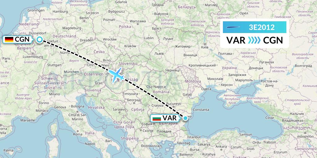 3E2012 Air Choice One Flight Map: Varna to Cologne