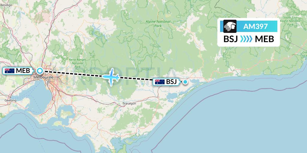 AM397 Aeromexico Flight Map: Bairnsdale to Essendon