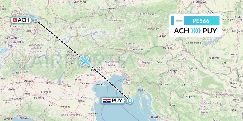 PE566 People's Viennaline Flight Map: St. Gallen to Pula