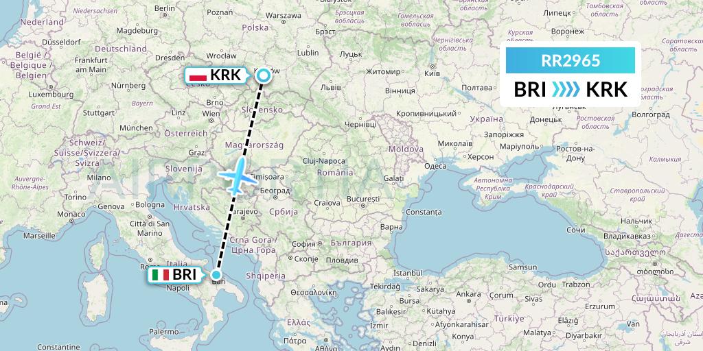 RR2965 Royal Air Force Flight Map: Bari to Krakow