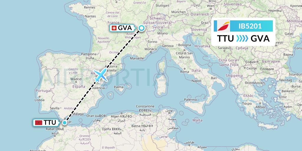 IB5201 Iberia Flight Map: Tetuan to Geneva