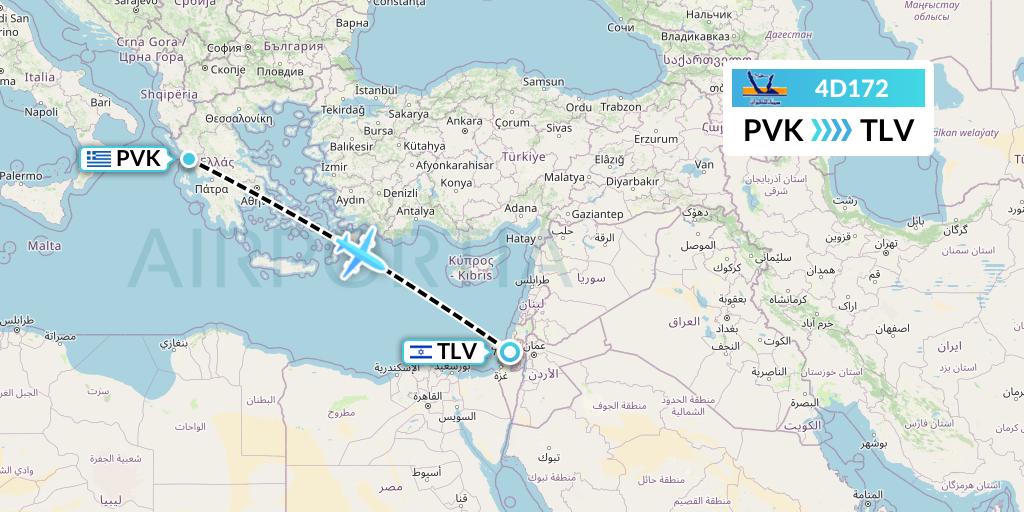4D172 Air Sinai Flight Map: Preveza to Tel Aviv