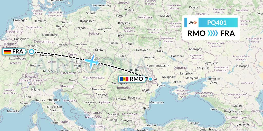 PQ401 SkyUp Airlines Flight Map: Chisinau to Frankfurt