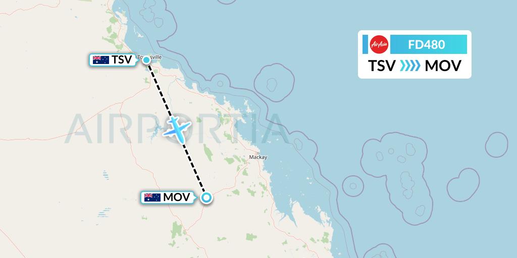 FD480 Thai AirAsia Flight Map: Townsville to Moranbah