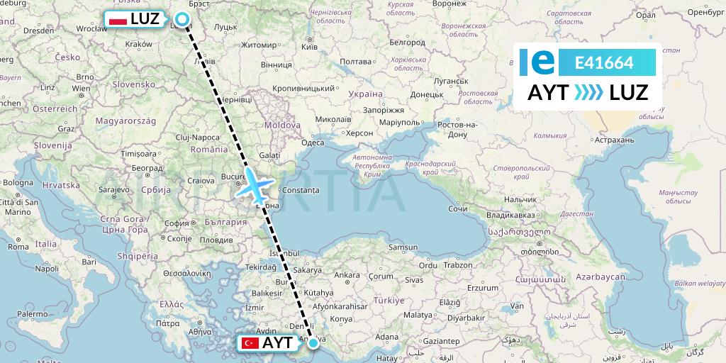 E41664 Estelar Latinoamerica C.A. Flight Map: Antalya to Lublin