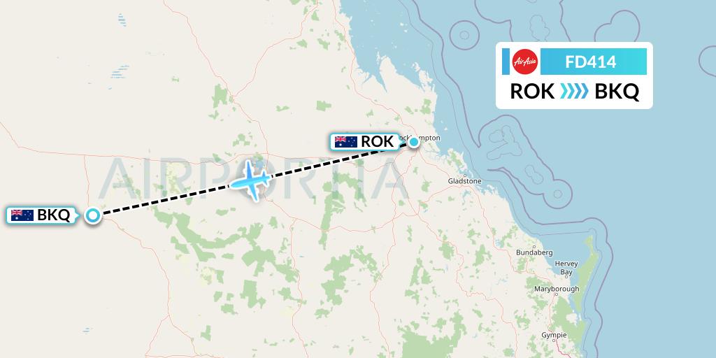 FD414 Thai AirAsia Flight Map: Rockhampton to Blackall