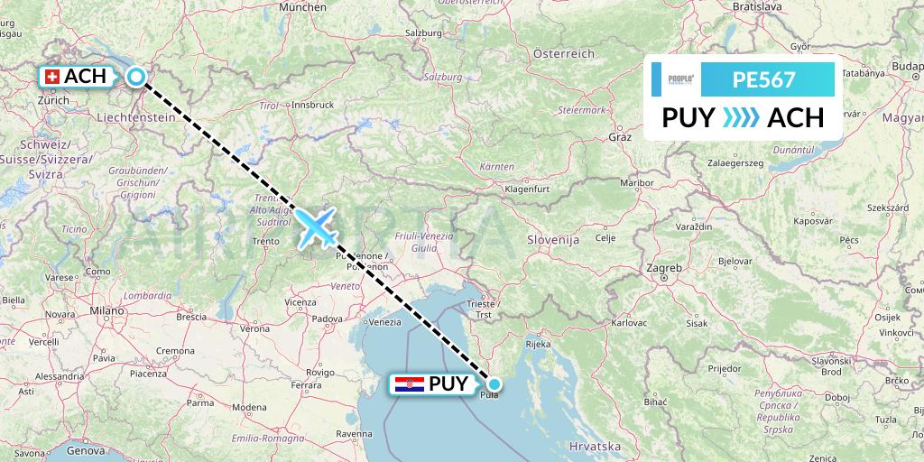 PE567 People's Viennaline Flight Map: Pula to St. Gallen