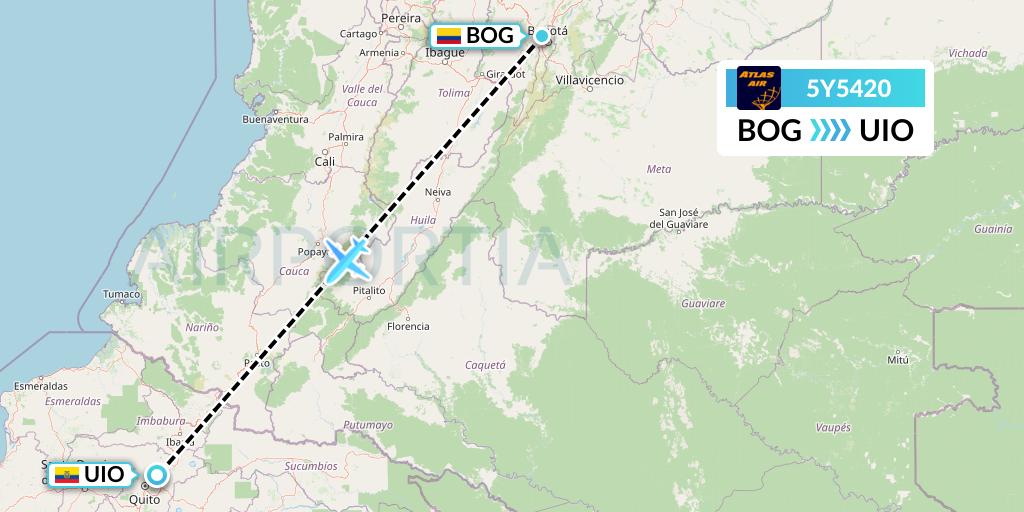 5Y5420 Atlas Air Flight Map: Bogota to Quito