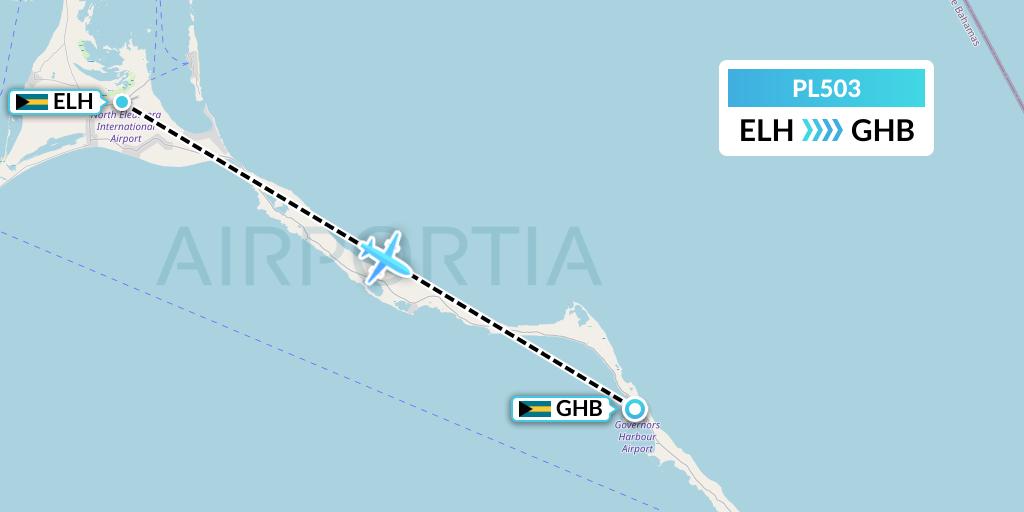PL503 Southern Air Charter Flight Map: North Eleuthera to Governor's Harbour