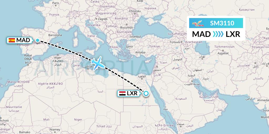 SM3110 Air Cairo Flight Map: Madrid to Luxor