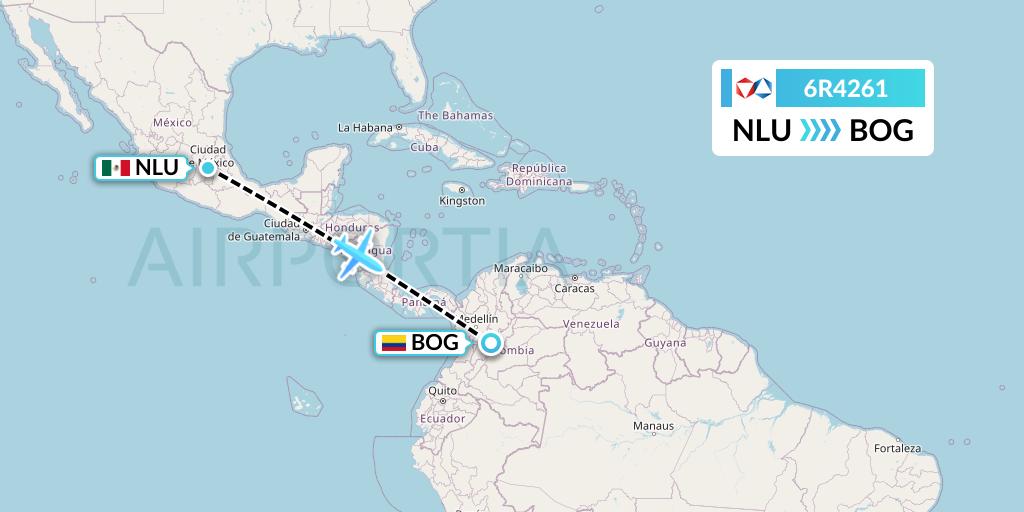 6R4261 Alrosa Flight Map: Reyes Acozac to Bogota