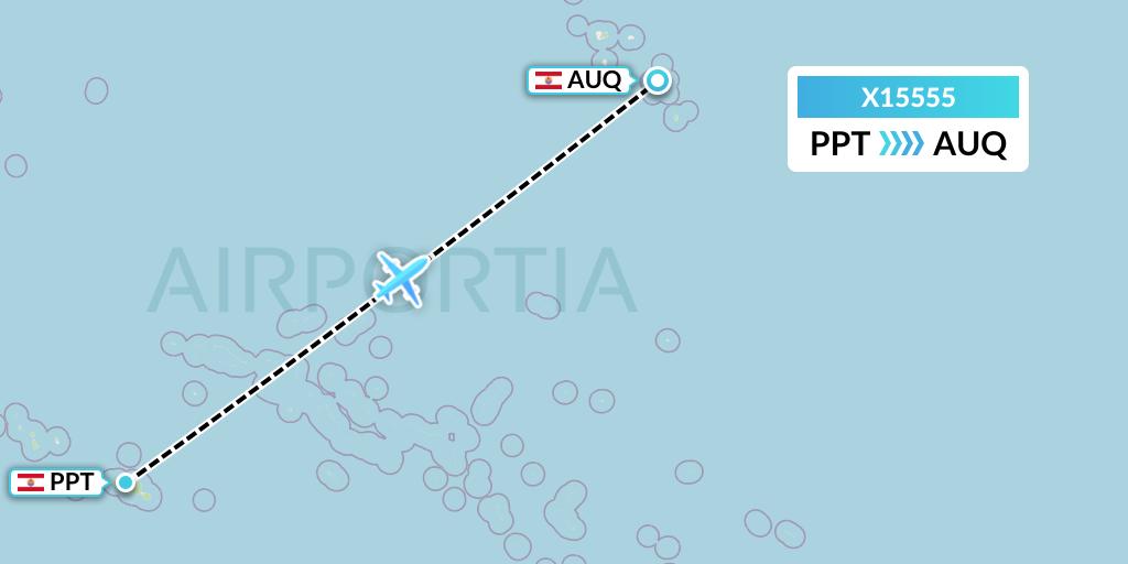 X15555 Nik Airways Flight Map: Papeete to Atuona