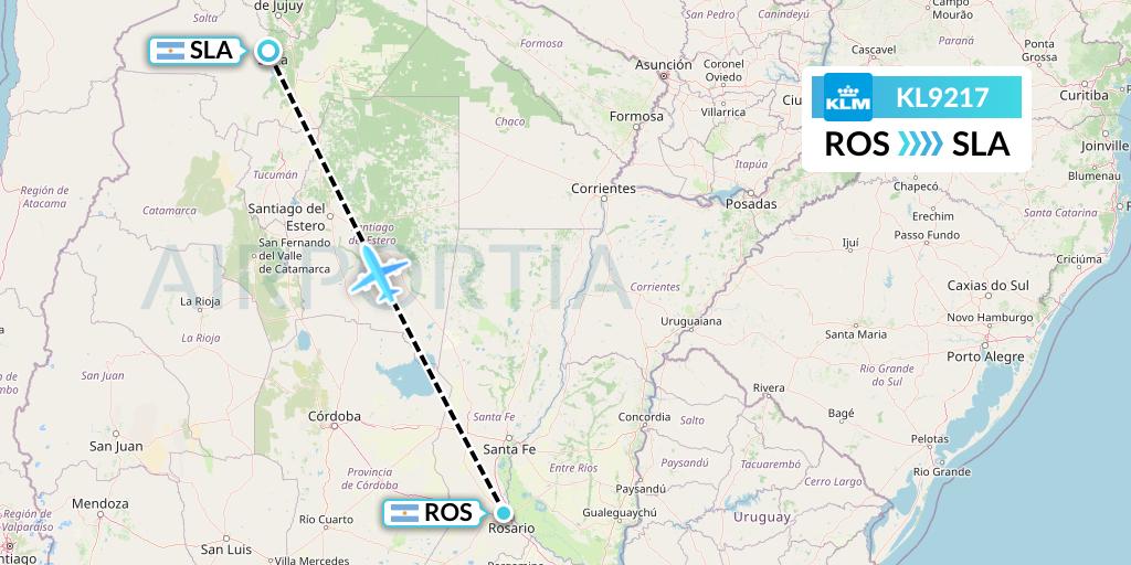 KL9217 KLM Flight Map: Rosario to Salta