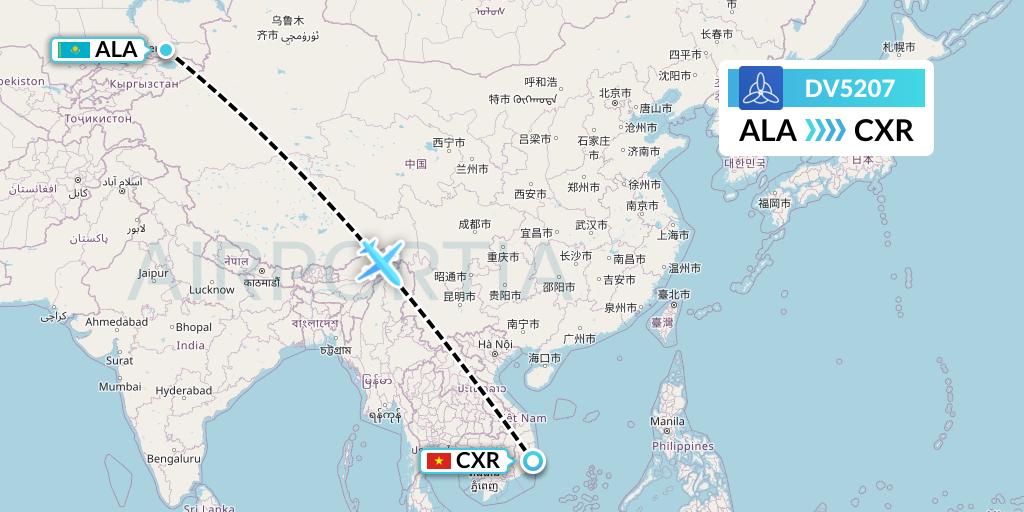 DV5207 SCAT Flight Map: Almaty to Nha Trang