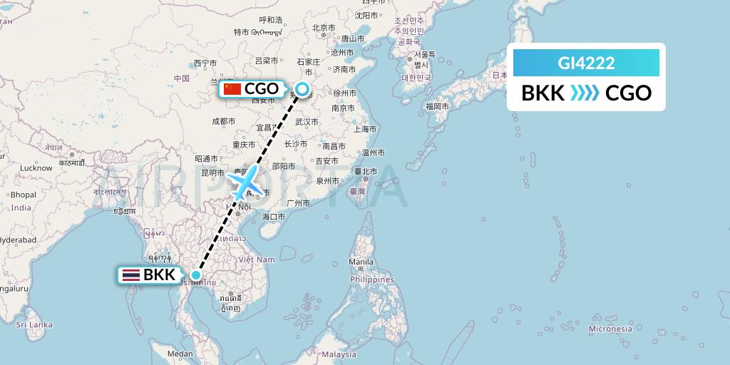 GI4222 Germania Express Flight Map: Bangkok to Zhengzhou