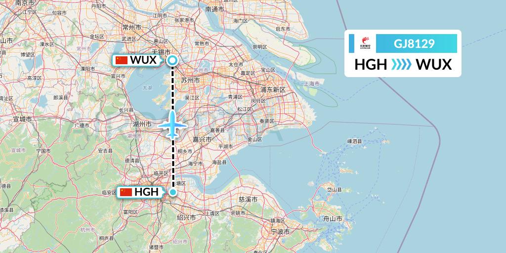 GJ8129 Loong Airlines Flight Map: Hangzhou to Wuxi