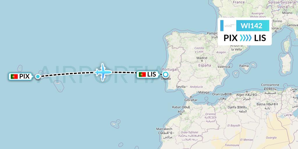 WI142 White Flight Map: Pico to Lisbon