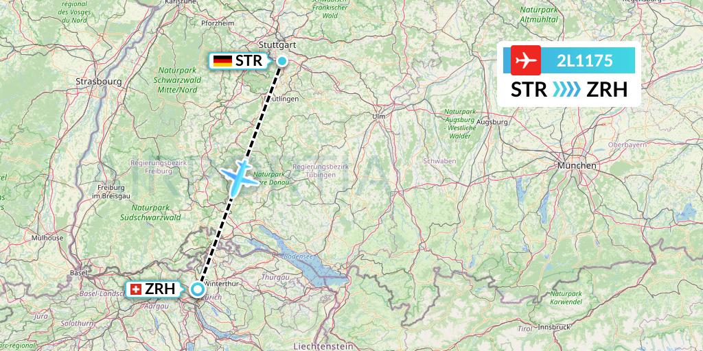 2L1175 Helvetic Airways Flight Map: Stuttgart to Zurich
