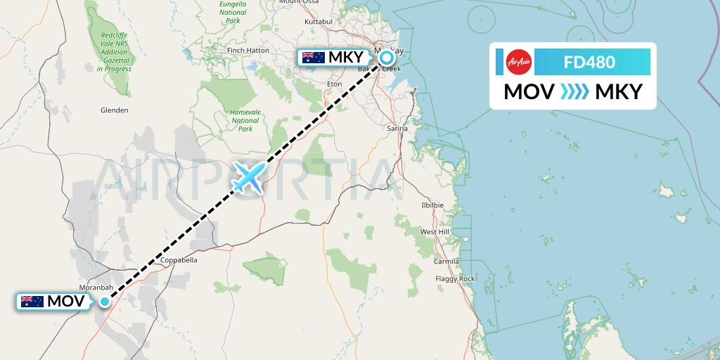 FD480 Thai AirAsia Flight Map: Moranbah to Mackay