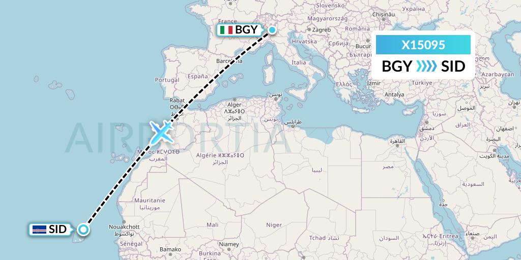 X15095 Nik Airways Flight Map: Milan to Espargos