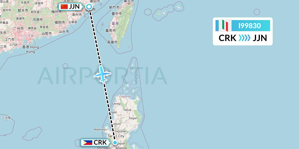 I99830 Air Italy Flight Map: Angeles City to Jinjiang