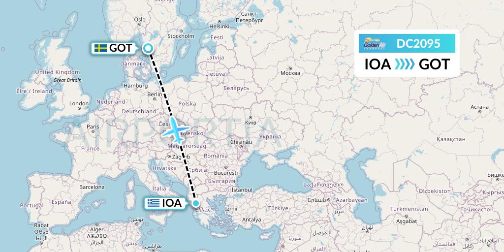 DC2095 Braathens Regional Flight Map: Ioannina to Gothenburg