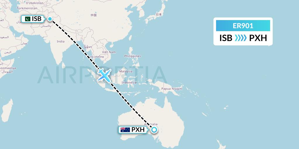 ER901 Serene Air Flight Map: Islamabad to Prominent Hill