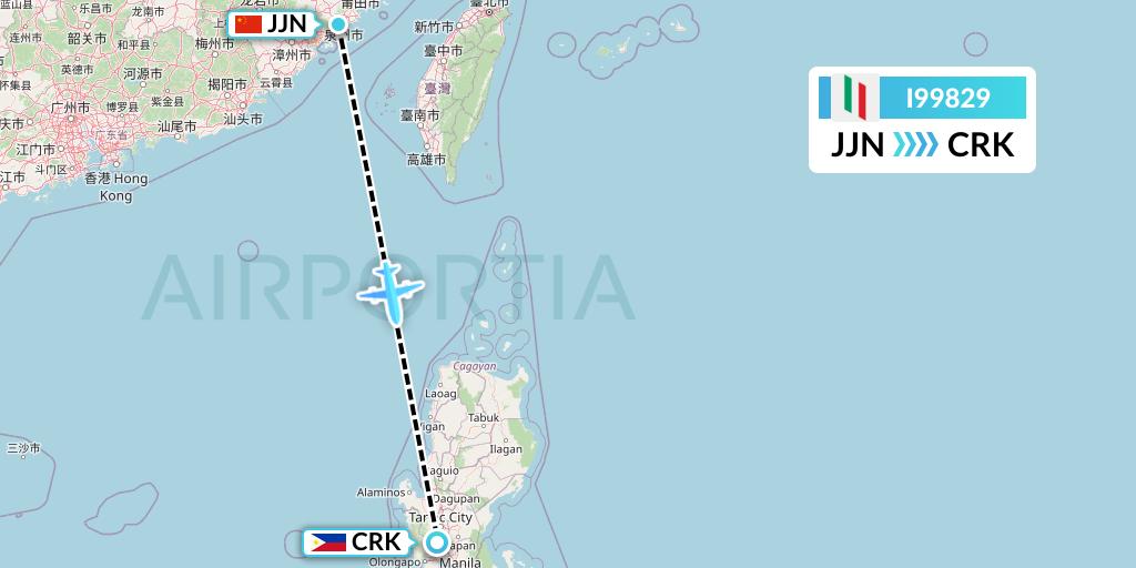 I99829 Air Italy Flight Map: Jinjiang to Angeles City