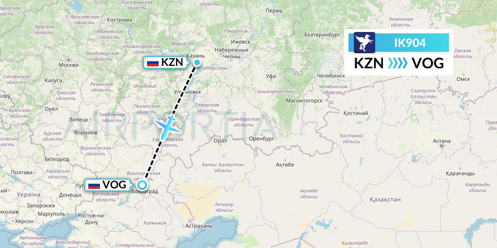 IK904 Air Kiribati Flight Map: Kazan to Volgograd