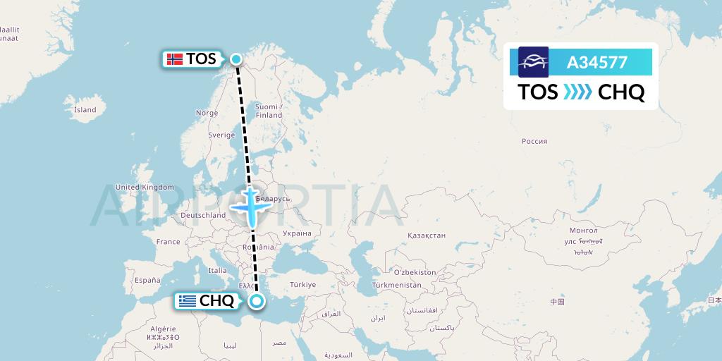 A34577 Aegean Airlines Flight Map: Tromso to Chania
