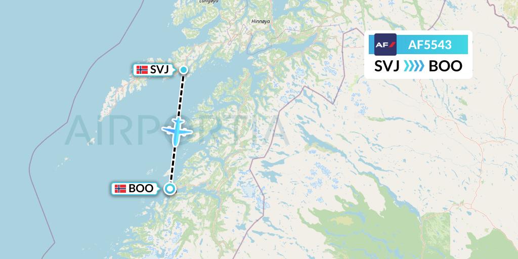 AF5543 Air France Flight Map: Svolvaer to Bodo