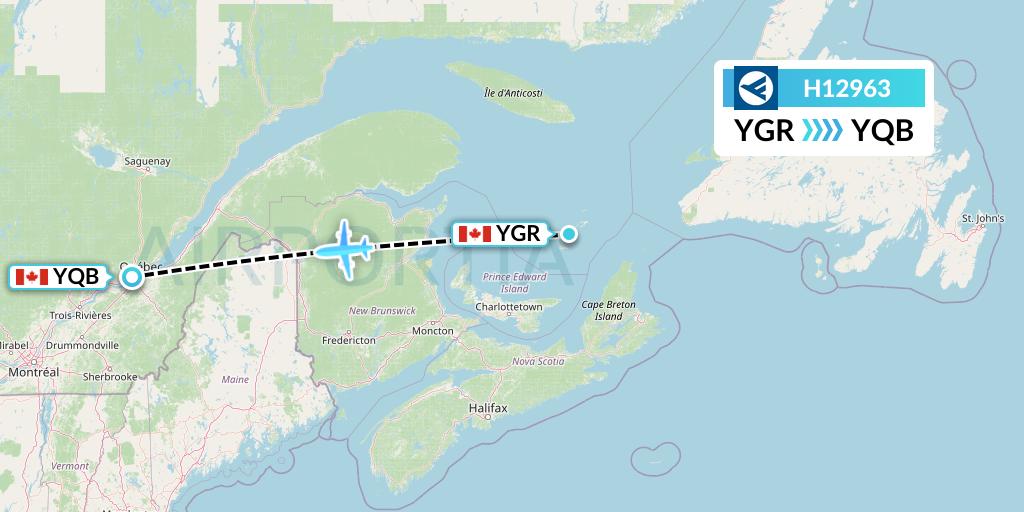 H12963 Hahn Air Systems Flight Map: Iles-de-la-Madeleine to Quebec