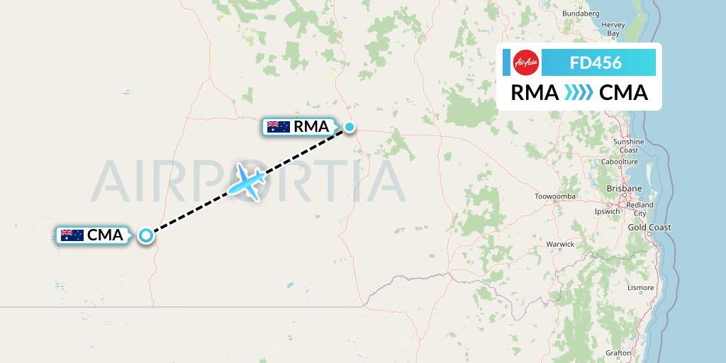 FD456 Thai AirAsia Flight Map: Roma to Australia