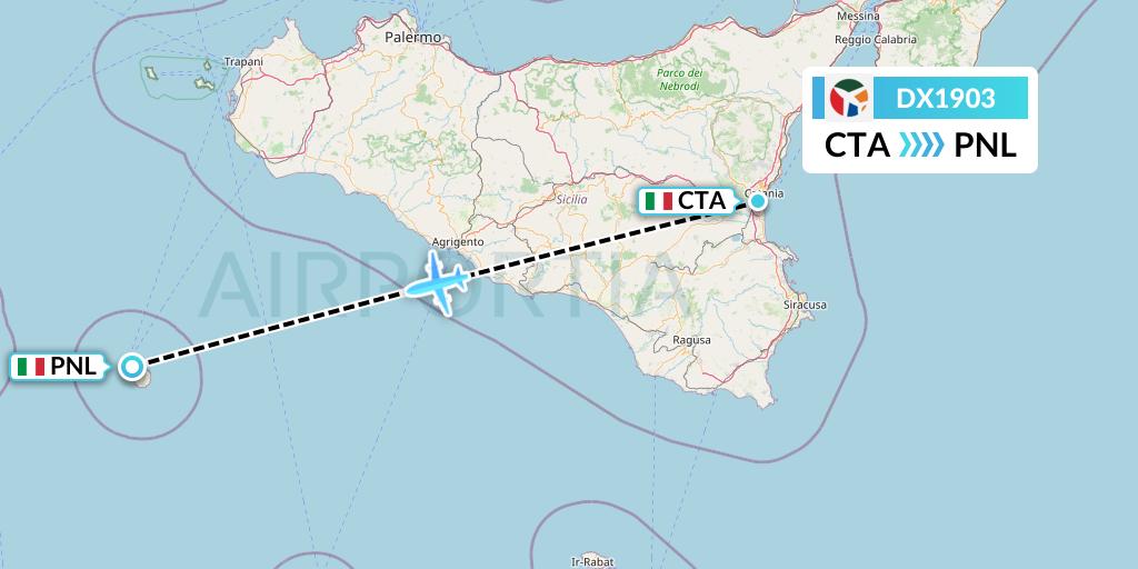DX1903 Danish Air Transport Flight Map: Catania to Pantelleria
