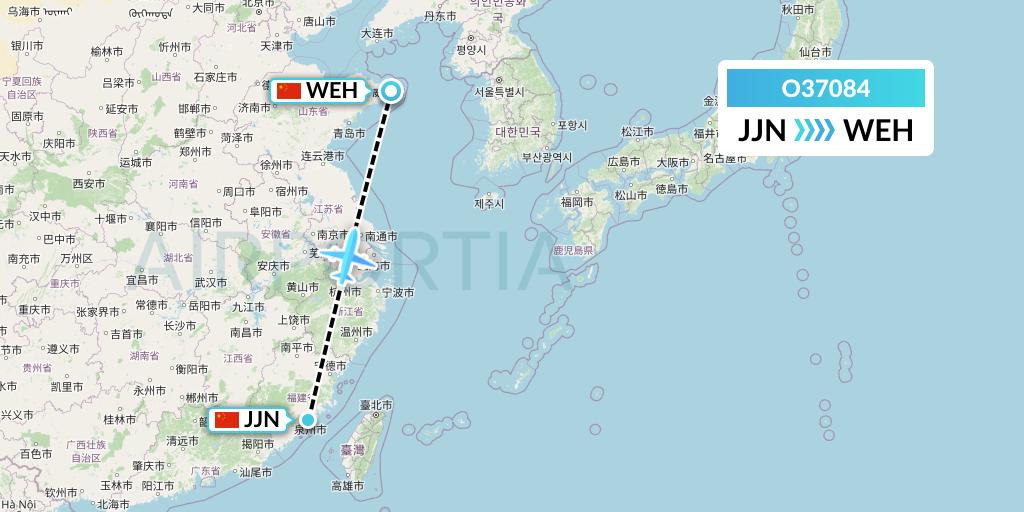 O37084 SF Airlines Flight Map: Jinjiang to Weihai