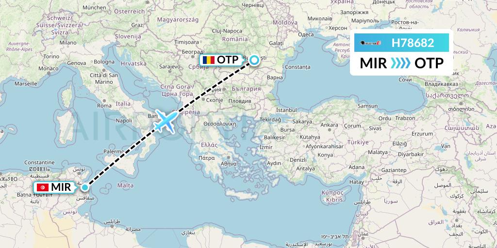 H78682 Eagle Air Flight Map: Monastir to Bucharest