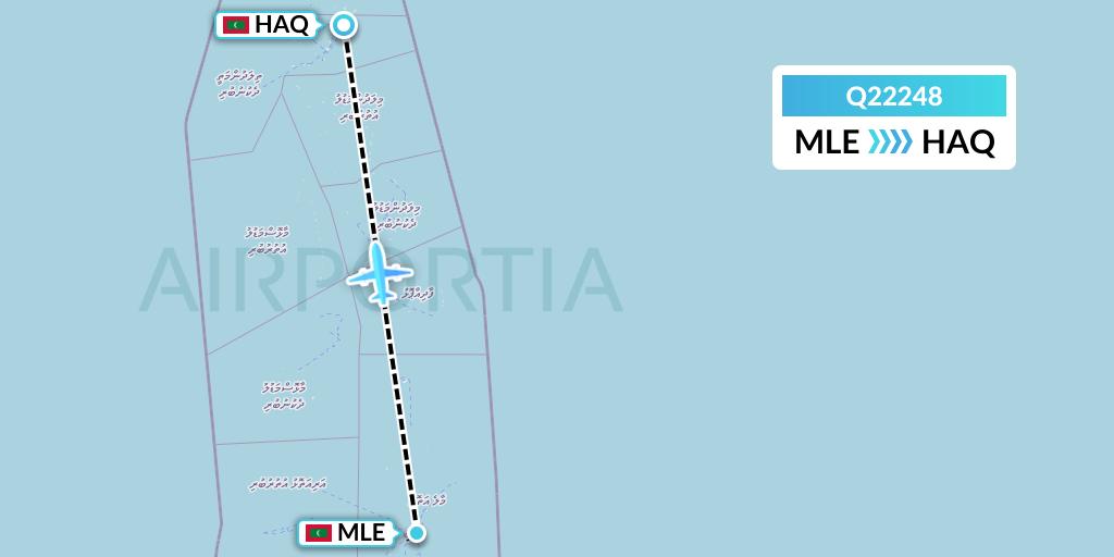 Q22248 Maldivian Flight Map: Male to Hanimaadhoo Island