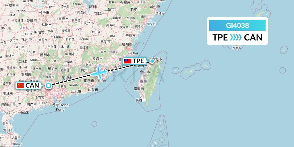GI4038 Germania Express Flight Map: Taipei to Guangzhou
