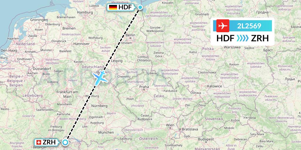 2L2569 Helvetic Airways Flight Map: Heringsdorf to Zurich