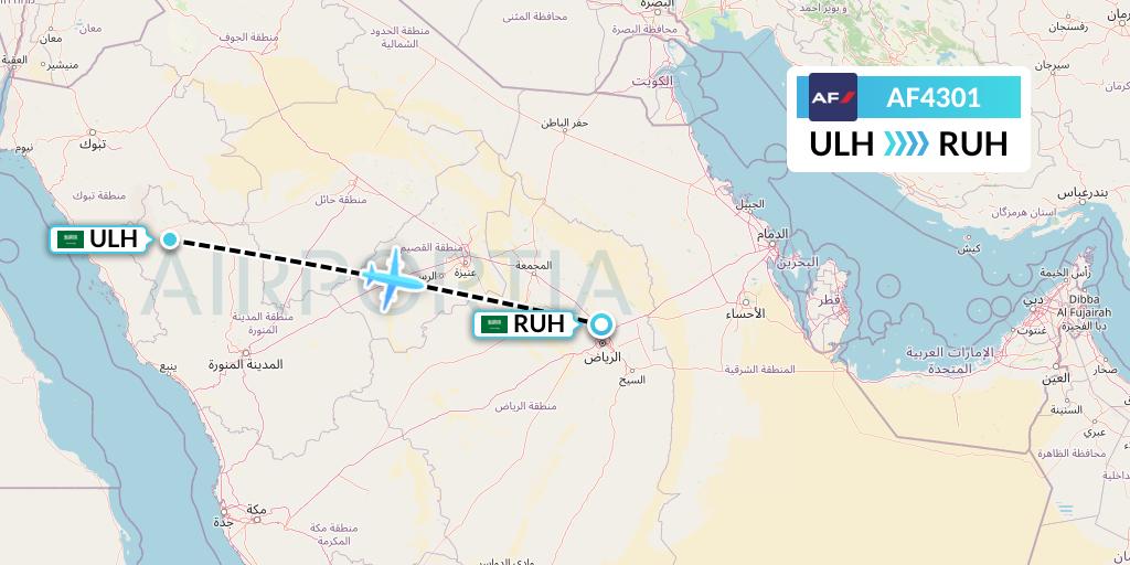 AF4301 Air France Flight Map: Al Ula to Riyadh