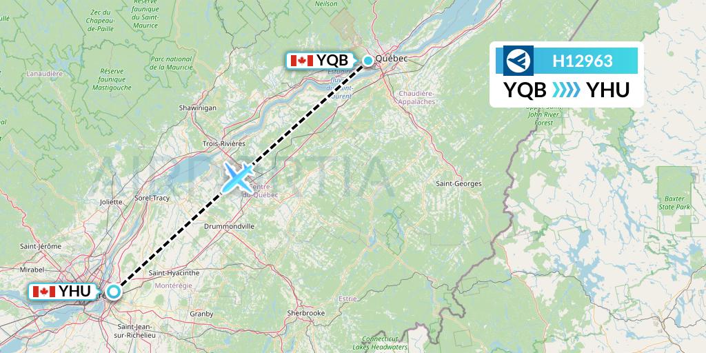 H12963 Hahn Air Systems Flight Map: Quebec to Montreal