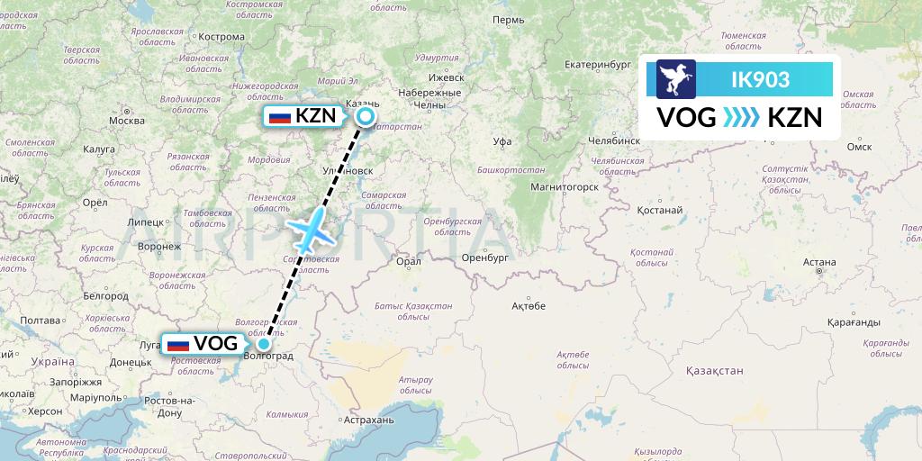 IK903 Air Kiribati Flight Map: Volgograd to Kazan
