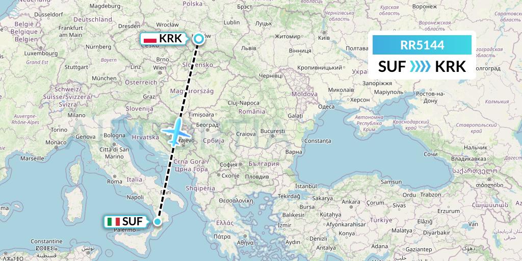 RR5144 Royal Air Force Flight Map: Lamezia Terme to Krakow