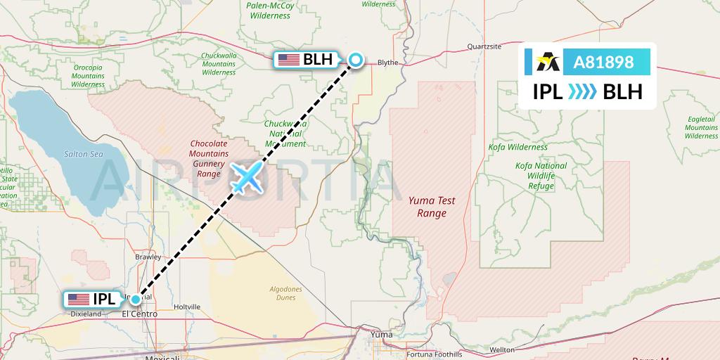 A81898 Aerolink Uganda Flight Map: Imperial to Blythe