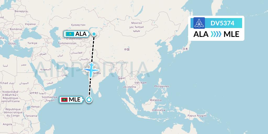 DV5374 SCAT Flight Map: Almaty to Male